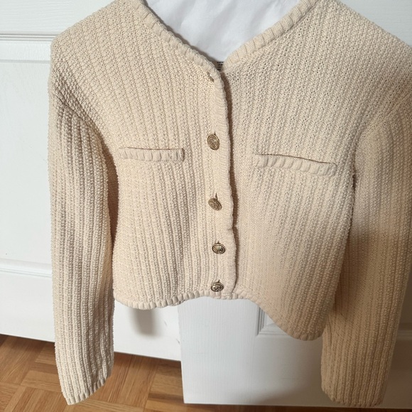 H&M Sweaters - H&M Cream Ribbed Knit Cardigan Sweater
